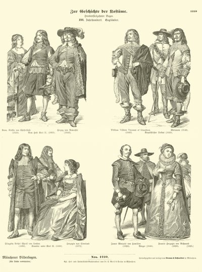 Kostymer av engelsk adel, 1600-tallet av German School