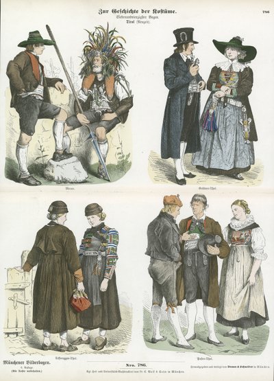 Kostymer fra Tyrol, 1800-tallet av German School