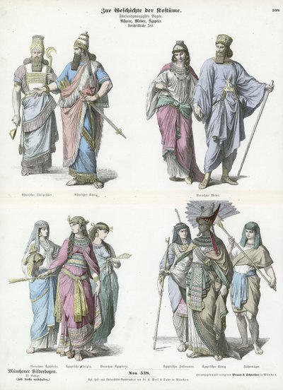 Kostymer til de gamle assyrerne, mederne og egypterne av German School