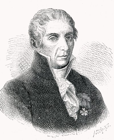 Grev Alessandro Volta (1745-1827) gravert av Adolf Closs (1840-94) av German School