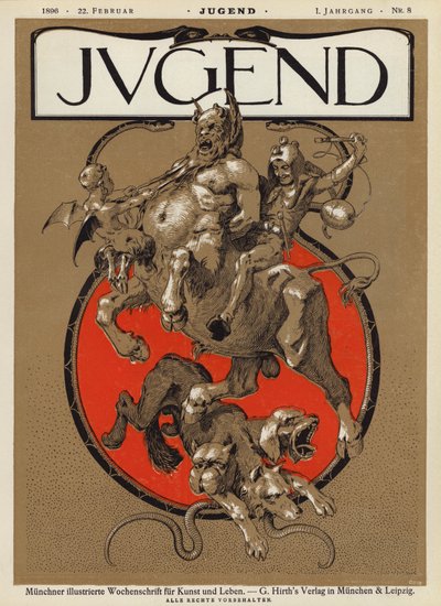 Omslagsillustrasjon for magasinet Jugend, 1896 av German School