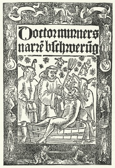 Omslag til Thomas Murners verk Die Narrenbeschworung (gravering) av German School