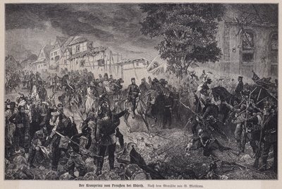 Kronprins Frederick av Preussen i slaget ved Woerth, Frankrike, fransk-prøyssisk krig av German School