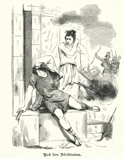 Alkibiades død, 404 f.Kr. (gravering) av German School