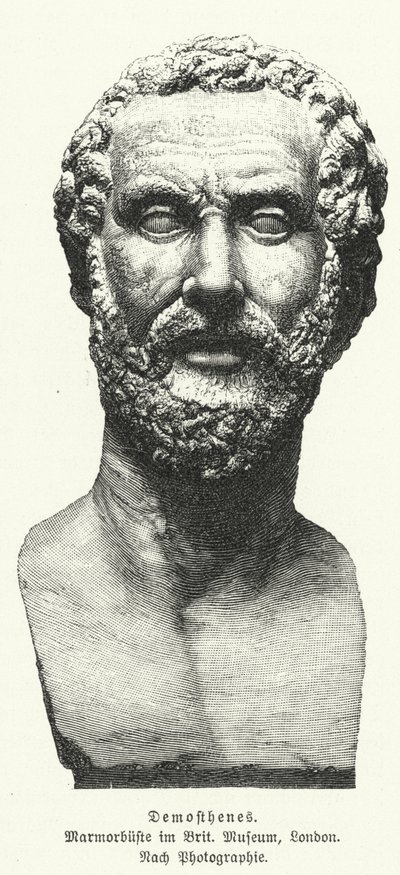 Demosthenes , antikkens gresk statsmann og taler (litho) av German School