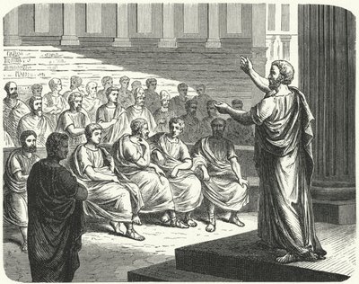 Demosthenes taler mot Filip II av Makedonien av German School