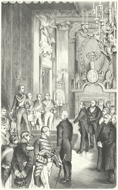 Deputasjon fra Frankfurt-parlamentet som tilbyr kong Frederick William IV kronen av Tyskland, 1849 av German School