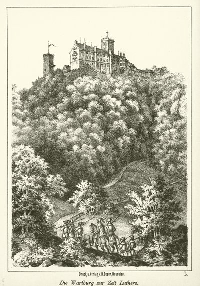 Wartburg på Luthers tid (gravering) av German School