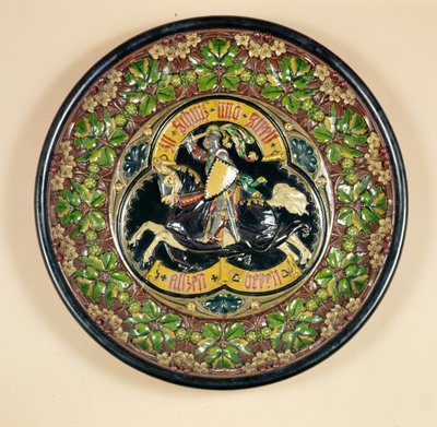 Fat med relieffdekor, av Bichweiler fra Hamburg, 1880 (lertøy) av German School