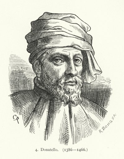 Donatello , italiensk renessanseskulptør (gravering) av German School