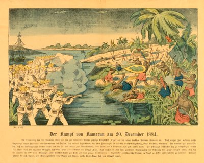 Duala-opprøret i tysk Kamerun, med SMS Olga i bakgrunnen, 20. desember 1884, 1884 av German School
