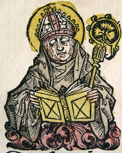 Edmund Rich, erkebiskopen av Canterbury, publisert i Nuremberg Chronicle, 1493 av German School