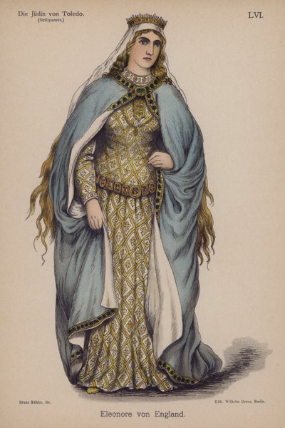 Eleanor av England, fra Die Judin von Toledo (Jødinnen av Toledo) av Franz Grillparzer (farge litho) av German School