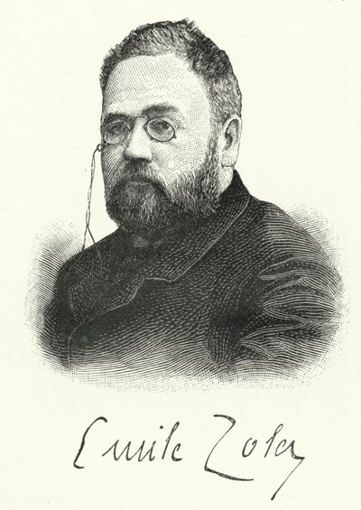 Emile Zola , fransk romanforfatter og dramatiker (litho) av German School