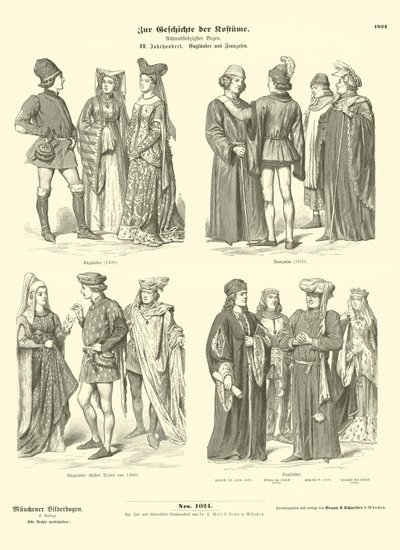 Engelske og franske kostymer, 1400-tallet av German School