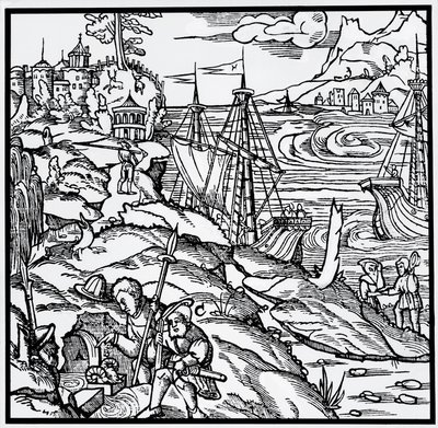 Gravering fra De re metallica (Om metallers natur), av Georg Pawer eller Georgius Agricola (1494-1555) av German School