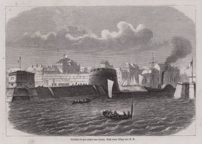 Inngang til havnen i Le Havre, Frankrike (gravering) av German School