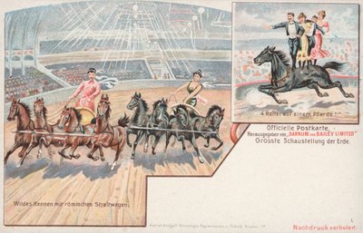 Hestesport av Barnum og Bailey's Circus (chromolitho) av German School