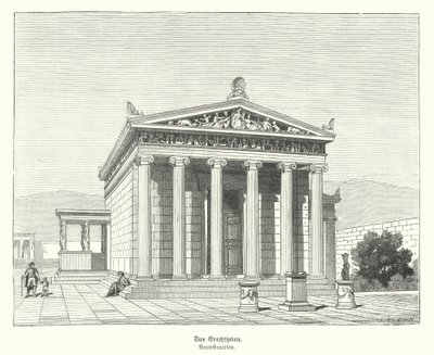 Erecteion, tempel dedikert til Athena og Poseidon på Akropolis, Athen, antikkens Hellas (gravering) av German School