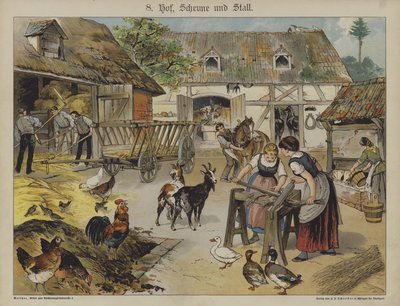 Gård (farge litho) av German School