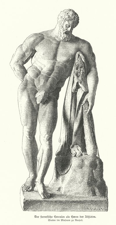 Farnese Hercules, romersk kopi av en gammel gresk statue av Lysippos (gravering) av German School