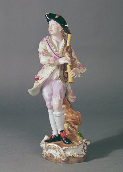 Figur av en galant med rør, Meissen, ca. 1850 (keramikk) av German School