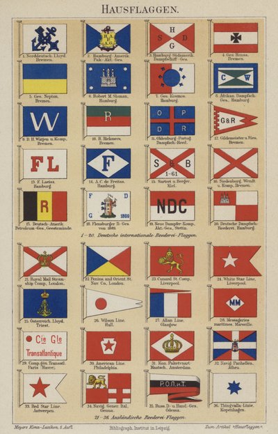Flagg til rederier og selskaper (farge litho) av German School