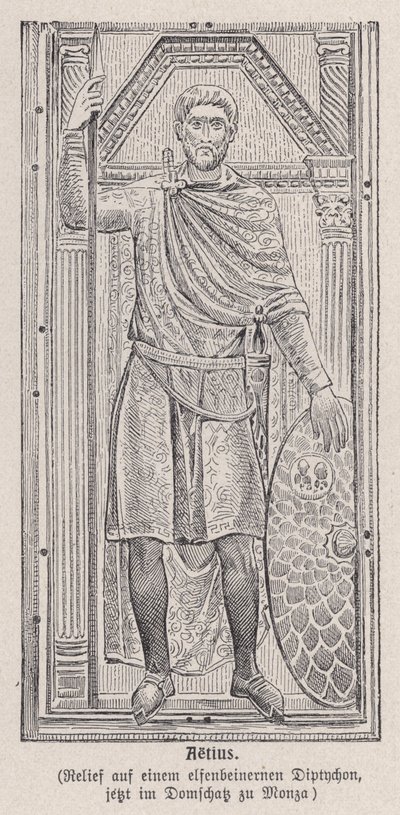 Flavius Aetius, romersk general (gravering) av German School