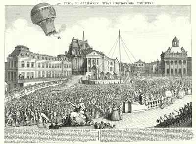 Fly av Montgolfier-brødrenes ballong i Versailles av German School