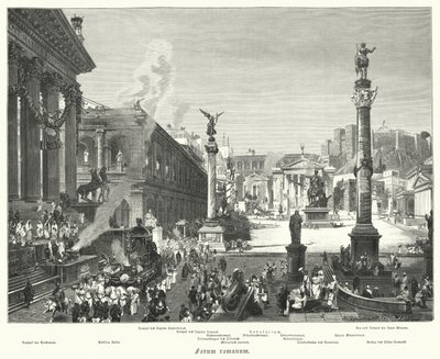 Forum Romanum, antikkens Roma (gravering) av German School