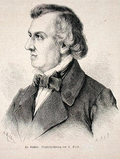 Frederic Chopin (1810-49) 1870 (gravering) av German School