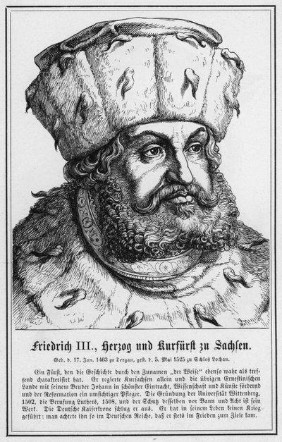 Frederick III, hertug og kurfyrst av Sachsen (gravering) av German School