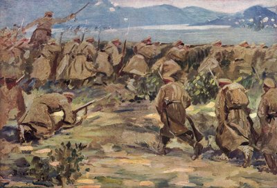 Fra en slagmark i Makedonia (fargelitografi) av German School