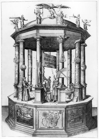 Frontispice til The Rudolphine Tables satt sammen av Johannes Kepler, utgitt i 1627 av German School