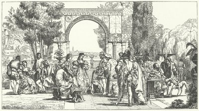Hage i renessansen Firenze (gravering) av German School