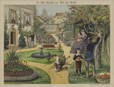 Hage i byen (farge litho) av German School