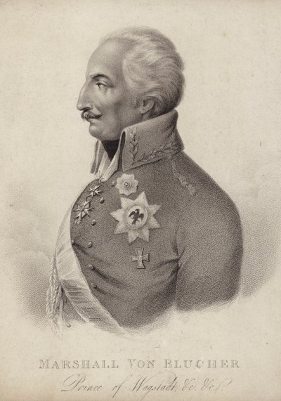 Gebhard von Blucher, prøyssisk feltmarskalk (gravering) av German School