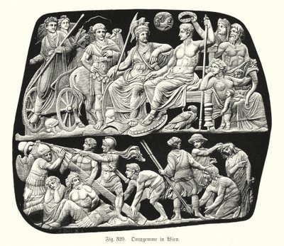 Gemma Augustea, gammel romersk onyx-relieff cameo-gravert perle (gravering) av German School