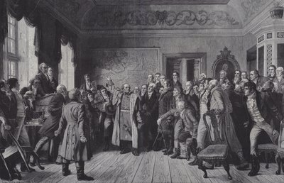 General Yorcks tale til Estates of East Preussen i Königsberg, 5. februar 1813 av German School