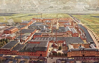 Generell oversikt over Krupp Grusonwerk våpenverk, Magdeburg, Tyskland av German School
