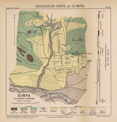 Geologisk kart over Olympia (gravering) av German School