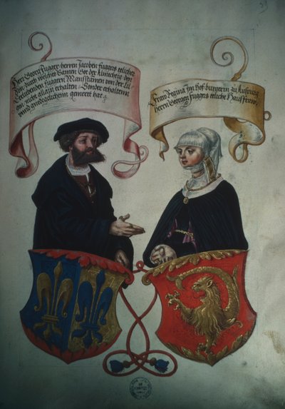 Georg Fugger og hans kone Regina Imhoff, fra Secret Book of Honor of the Fugger Family av German School