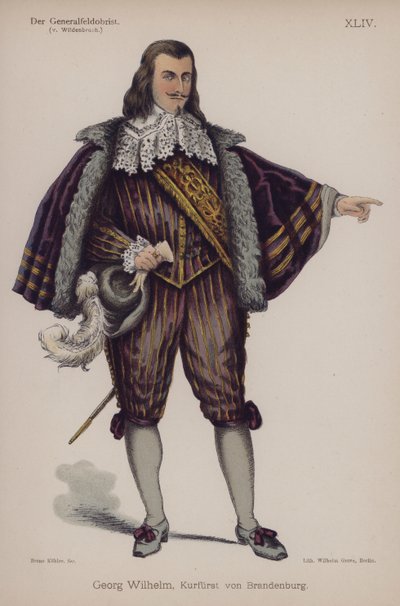 Georg Wilhelm, hertug av Brandenburg, fra Der Generalfeldoberst av Ernst von Wildenbruch (farge litho) av German School
