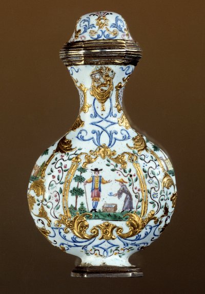 Tysk kunst: Duftflaske fra 1700-tallet (enamaille; scene for kinoserie) av German School