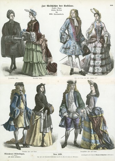 Tyske og franske kostymer, tidlig på 1700-tallet av German School