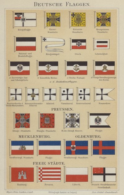 Tyske flagg (farge litho) av German School