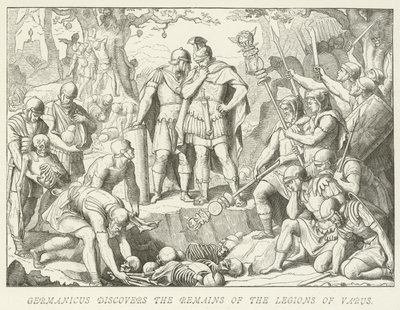 Germanicus oppdager restene av Legions of Varus av German School