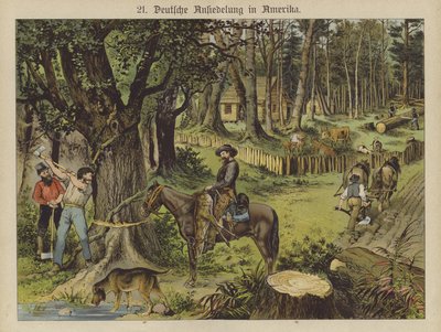 tyskere i Amerika (farge litho) av German School