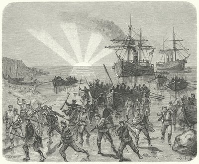 Giuseppe Garibaldi lander i Marsala, Sicilia av German School