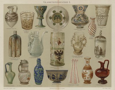 Glassvarer (farge litho) av German School